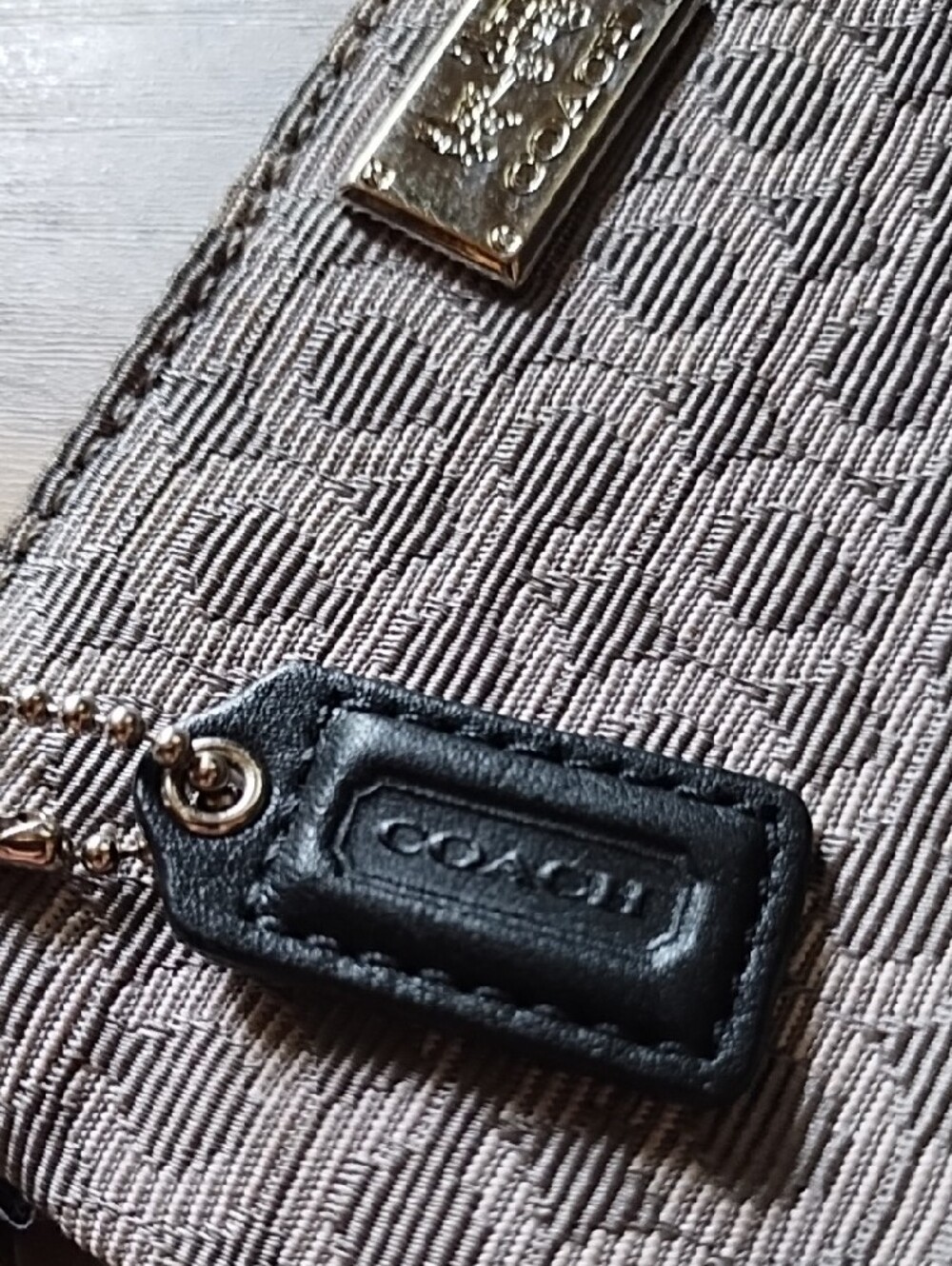 Coach Gray Taupe Signature Wristlet with Leather Strap - Picture 3 of 6